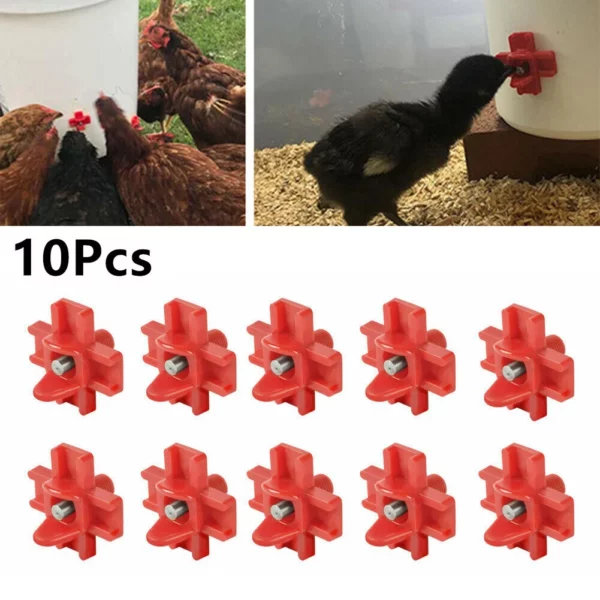 10pcs Poultry Drinker Horizontal Side Mount Chicken Nipples Waterer Automatic Poultry Drinker Farming Feeding Equipment