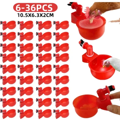 6-36Pcs Chicken Duck Drinking Cup Automatic Drinker Chicken Feeder Plastic Poultry Farm Water Drinking Cups Easy Installation