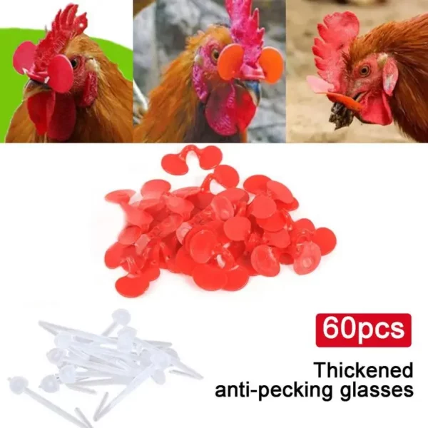 60 Pieces Pinless Chicken Anti-Pecking Eyes Glasses With Bolt Durable Chicken Hen Rooster Equipment Supplies Poultry Spectacles