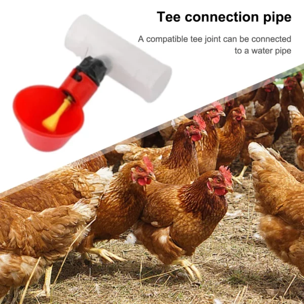 6pcs Tee PVC Pipe Fitting 20mm Plastic T-Shaped Coupling Connector Bird Drinker PVC Tee Fittings for Threaded Poultry Nipples