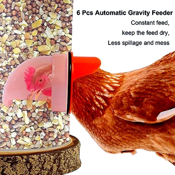 Chicken Feeder Poultry Feeder DIY Port Gravity Feed Kit Rain Insect Proof Hen Feeders For Buckets Barrels Bins Troughs No Waste