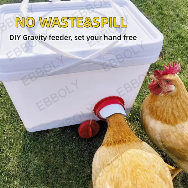 Chicken Feeder Poultry Feeder DIY Port Gravity Feed Kit Rain Insect Proof Hen Feeders For Buckets Barrels Bins Troughs No Waste