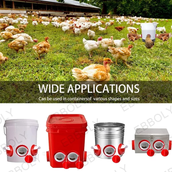 Chicken Feeder Poultry Feeder DIY Port Gravity Feed Kit Rain Insect Proof Hen Feeders For Buckets Barrels Bins Troughs No Waste