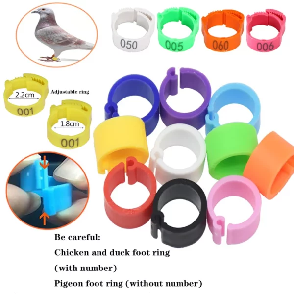 Chicken Foot Rings Label Clasp Plastic Adjustable Poultry Leg Snap Ratchet Clip Digital Duck Pigeon Goose Farm Feed Tool 25/100