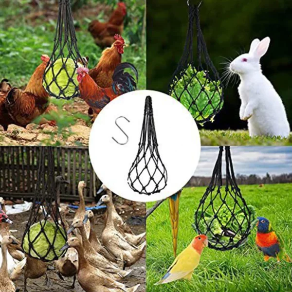 Chicken Vegetable Net Bag Poultry Fruit Holder Chicken Cabbage Feeder Treat Feeding Tool For Hen Goose Large Birds Chicken House