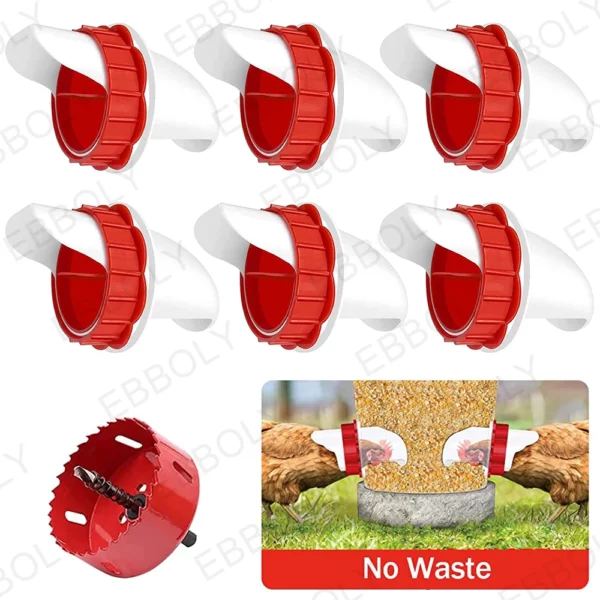 High Quality Chicken Feeder Poultry Feeder Port Rain Rodent Proof No Waste Fit For Buckets Barrels Bins Gravity Feed Kit Troughs