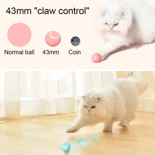 Interactive Cat Toys Ball, Automatic 360° Self-Rotating Rolling Ball with USB Rechargeable Pet Exercise Chase Toy Ball for Kitte