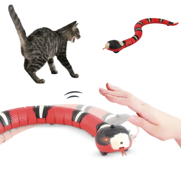 Smart Sensing Interactive Cat Toys Automatic Eletronic Snake Cat Teasering Play USB Rechargeable Kitten Toys for Cats Dogs Pet