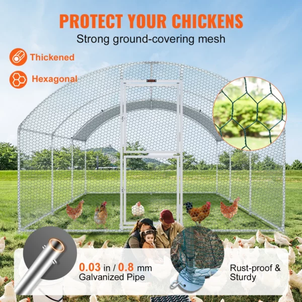 VEVOR Large Metal Chicken Coop Poultry Cage Duck Rabbit Walkin Dome Roof with Waterproof Cover for Farm Pet Yard Hen House