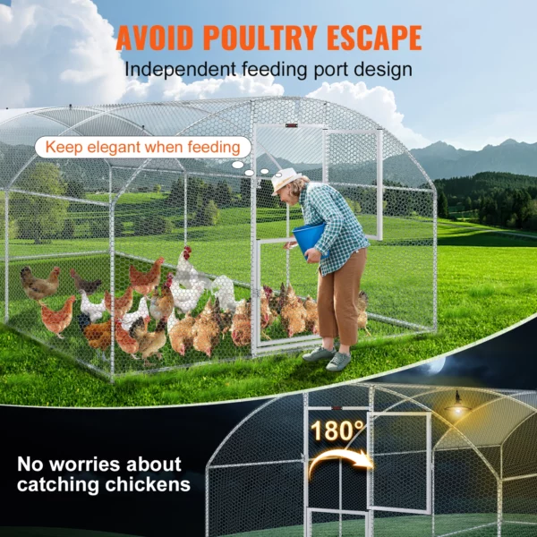 VEVOR Large Metal Chicken Coop Poultry Cage Duck Rabbit Walkin Dome Roof with Waterproof Cover for Farm Pet Yard Hen House